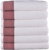 LUNASIDUS Venice Luxury 100 Percent Turkish Combed Cotton Set of 6 Hand Towel Set - Made in Turkey (Burgundy)