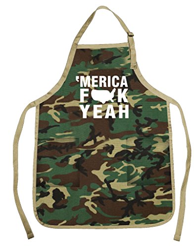 Funny Guy Mugs Merica F*ck Yeah Apron with Pockets - Father's Day Gift for Dad - Funny Apron - Perfect for BBQ Grilling Barbecue Cooking Baking Gardening - 4th of July - For the Man Who Has Everything