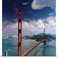 GREATBIGCANVAS Entitled Bridge Over a River, Golden Gate Bridge, San Francisco, California Poster Print, 90