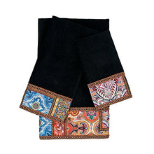 Load image into Gallery viewer, Sherry Kline 3 Piece Dawson Embellished Towel Set, Black
