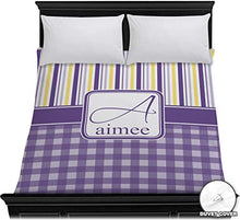 Load image into Gallery viewer, RNK Shops Purple Gingham &amp; Stripe Duvet Cover - Full/Queen (Personalized)
