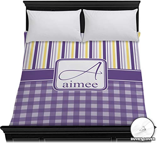 RNK Shops Purple Gingham & Stripe Duvet Cover - Full/Queen (Personalized)