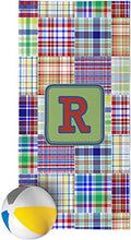 Load image into Gallery viewer, RNK Shops Blue Madras Plaid Print Beach Towel (Personalized)

