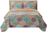 Royal Hotel Dahlia Queen Size, Over-Sized Coverlet 3pc Set, Luxury Microfiber Printed Quilt