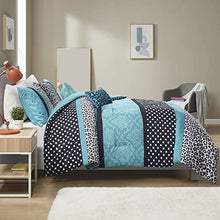 Load image into Gallery viewer, Mi Zone Kids Comforter Set Fun Bedroom Dcor - Modern All Season Polka Dot Print, Vibrant Color Cozy Bedding Layer, Matching Sham, Decorative Pillow, Full/Queen, Leopard Teal 4 Piece
