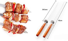 Load image into Gallery viewer, Picnic Tools 41cm Lengthened Thick Stainless Steel Barbecue Flat Needle with Wood Handle
