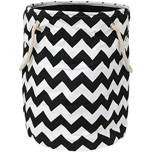 Modern Littles Standing, Folding Laundry Basket, Black Chevron - Collapsible Bin for Toys - Bedroom Organizer - Foldable Bin with Large Capacity. Adult and Kids Kids Room Dcor
