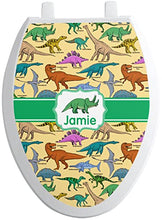 Load image into Gallery viewer, RNK Shops Dinosaurs Toilet Seat Decal - Elongated (Personalized)
