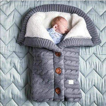 Load image into Gallery viewer, Unisex Infant Swaddle Blankets Soft Thick Fleece Knitted Baby Girls Boys Stroller Glove Wrap Receiving Blanket (Grey)
