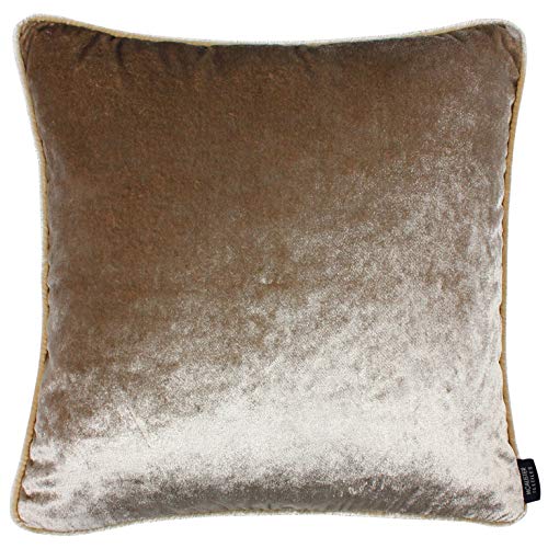 McAlister Textiles Shiny Crushed Velvet Cushion Cover Beige17 x 17 Inches. Luxury Decorative Scatter Throw Pillow for Sofa Or Bedroom