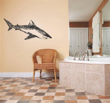 Load image into Gallery viewer, Decals - Shark Fish Ocean Sea Water Swimming Animal Boy Girl Children Kids Kitchen Home Decor Image Graphic Mural Design Decoration Size 22 Inches X 60 Inches - Vinyl Wall Sticker
