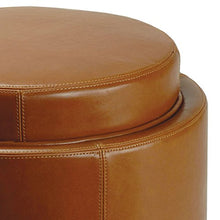 Load image into Gallery viewer, Safavieh Hudson Collection Chloe Leather Single Tray Round Storage Ottoman, Saddle
