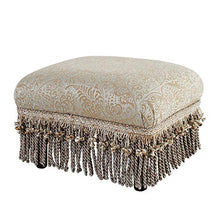 Load image into Gallery viewer, Jennifer Taylor Home Fiona Collection Traditional Style Upholstered Fringed and Tasseled Rectangular Wood Framed Footstool, Teal Tan/Paisley

