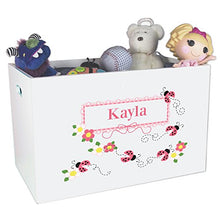 Load image into Gallery viewer, Personalized Ladybugs Childrens Nursery White Open Toy Box
