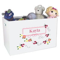 Personalized Ladybugs Childrens Nursery White Open Toy Box