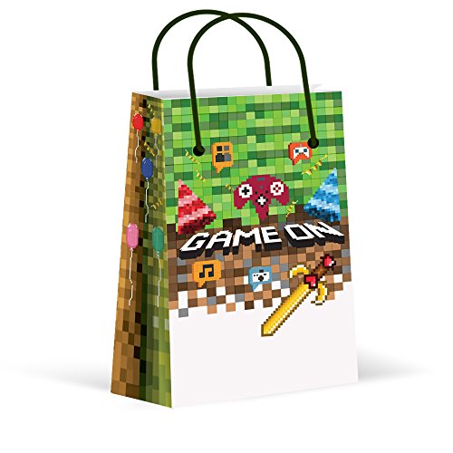 Premium Pixel Party Bags, Video Game,Treat Bags,Gamer Party, New, Gift Bags,Goody Bags, Pixel Party Favors, Pixel Party Supplies, Gamer Party Decorations, 12 Pack