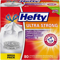 Hefty Ultra Strong Tall Kitchen Trash Bags   Lavender Sweet Vanilla, 13 Gallon, 80 Count