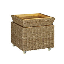 Load image into Gallery viewer, Household Essentials Rolling Seagrass Wicker Storage Seat
