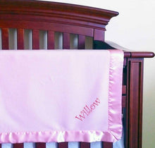 Load image into Gallery viewer, Fastasticdeal Willow Girl Embroidery Microfleece Satin Trim Baby Embroidered Pink Blanket
