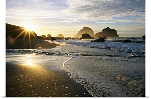 GREATBIGCANVAS Entitled Sunset Over Beach Scene Poster Print, 60