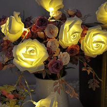 Load image into Gallery viewer, Yellow 20 LED Rose Flower Lights Lamp Garden Party Decorative Lights by 24/7 store
