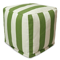 Majestic Home Goods Sage Vertical Stripe Indoor / Outdoor Bean Bag Ottoman Pouf Cube 17