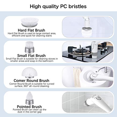 Tilswall tilswall electric spin scrubber, cordless grout shower 360 power bathroom  cleaner with 4 replaceable rotating brush heads, to