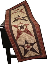 Load image into Gallery viewer, Primitive Country Star Table Runner Quilt 50&quot; Long by 17&quot; Wide 100% Cotton Handmade Hand Quilted Heirloom Quality
