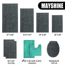 Load image into Gallery viewer, MAYSHINE Bathroom Rug Toilet Sets and Shaggy Non Slip Machine Washable Soft Microfiber Bath Contour Mat (Turquoise, 32x20 / 20x20 Inches U-Shaped)
