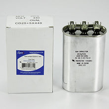 Load image into Gallery viewer, 25+5 MFD 440v 440 Volt 50/60 Hz Oval Motor Capacitor for Goodman Rheem Trane Amana Carrier
