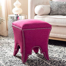 Load image into Gallery viewer, Safavieh Home Collection Deidra Berry with Silver Nailhead Trim Ottoman
