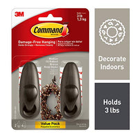 Command 3 Lb Capacity Forever Classic Metal Hook, Indoor Use, 2 Hooks, 4 Strips (Fc12 Orb 2 Es),Bronz