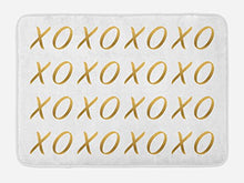 Load image into Gallery viewer, Ambesonne Xo Bath Mat, Affection Sincerity Love Letter with Old Fashioned Retro Effects Print, Plush Bathroom Decor Mat with Non Slip Backing, 29.5&quot; X 17.5&quot;, Sand Brown White
