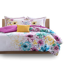 Load image into Gallery viewer, Intelligent Design Comforter Set Vibrant Floral Design, Teen Bedding for Girls Bedroom, Mathcing Sham, Decorative Pillow, Twin/Twin X-Large, Olivia Blue 4 Piece
