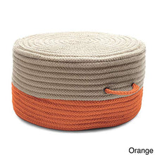 Load image into Gallery viewer, Colonial Mills Two-Tone Textured Round Pouf Ottoman with Handle Orange

