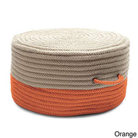 Colonial Mills Two-Tone Textured Round Pouf Ottoman with Handle Orange