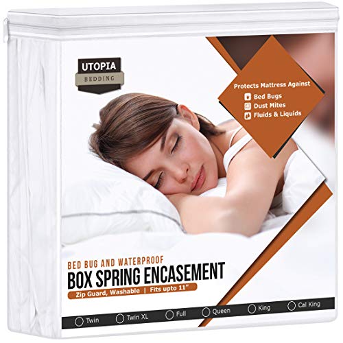 Utopia Bedding 120 GSM Waterproof Box Spring Encasement, Breathable, Zippered, Bed Bug Proof, Fits 11 Inches Deep, Easy Care (King Cal)