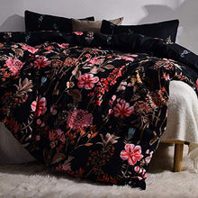 Load image into Gallery viewer, Leadtimes Cute Black Duvet Cover Set Queen Flower Bedding Sets with 90X90 Duvet Cover and 2 Pillowcases(Queen, Style8)
