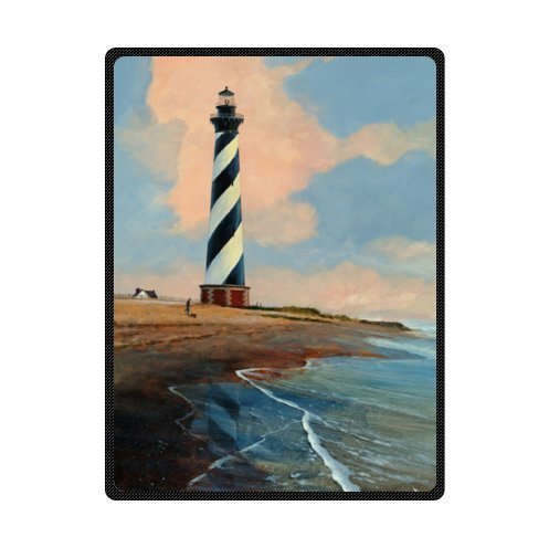 Personalized beautiful lighthouse design Fleece Blankets Throws 58 x 80 inches(Large)
