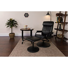 Load image into Gallery viewer, Offex OFX-86985-FF Contemporary Black Leather Recliner and Ottoman with Leather Wrapped Base

