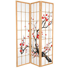 Load image into Gallery viewer, Oriental Furniture 6 ft. Tall Flower Blossom Divider - Natural - 3 Panels
