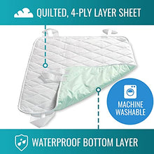 Load image into Gallery viewer, DMI Waterproof Sheet to be Used as a Bed Pad, Mattress Protector, Furniture Cover or Seat Protector with Quilted Slide Sheet and 4 Layers of Protection, With Straps, 28 x 36
