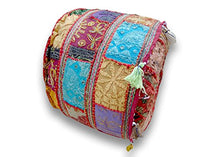 Load image into Gallery viewer, Indian Embroidered Patchwork Ottoman Cover,Traditional Indian Decorative Pouf Ottoman,Indian Comfortable Floor Cotton Cushion Ottoman Pouf,Indian Designs Ethnic Patchwork Pouf 18X13 inch (Multi)
