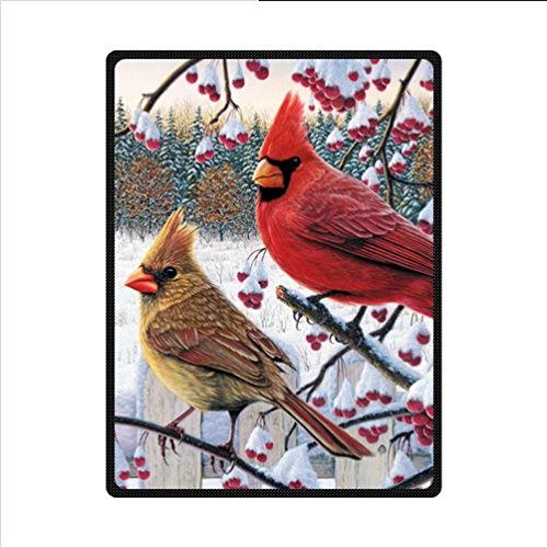 Funny red Cardinal bird art,cute birds design Fleece Blankets and throws 58 X 80 inch (Large)