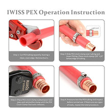 Load image into Gallery viewer, IWISS PEX Cinch Clamp/Ear Hose Clamps Tool for Stainless Steel Clamp from 3/8-inch to 1-inch with Calibration Gauge 20pcs 1/2-inch and 10 pcs 3/4-inch Clamps Suit ASTM F2098 Standards
