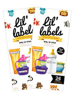 Lil' Labels Bottle Labels, Write-On Name, Self-Laminating, Waterproof, Baby Bottle Label for Daycare, Plus 2 Bonus Gifts, Animal Friends, Set of 2