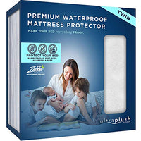 100% Waterproof Premium Twin Mattress Protector, Luxuriously Soft & Comfortable, Protects Against Dust Mites and Allergens, Stretchable Deep Pocket Ensures Snug, Easy Fit by Ultra Plush (Twin Size)