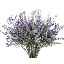 Load image into Gallery viewer, Butterfly Craze 8 Bundle Artificial Flower Purple Lavender Bouquet with Green Leaves for Home Party Decorations
