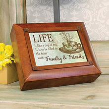 Load image into Gallery viewer, Life Like Cup Tea Filled to Brim Woodgrain Embossed Tea Storage Jewelry Box

