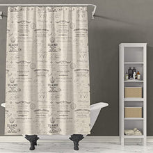 Load image into Gallery viewer, Levtex home - Histoire - Shower Curtain (72x72in.) with Button Holes - Script - Charcoal and Cream

